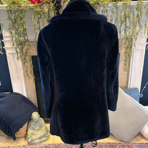 Lady Barry Vintage black faux fur double breasted coat with taffeta lining M - Picture 8 of 13